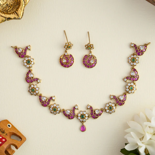Zyra Peacock Necklace set